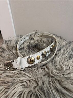Vintage 1985 white Studded Belt with Mixed Metal Accents (as is)